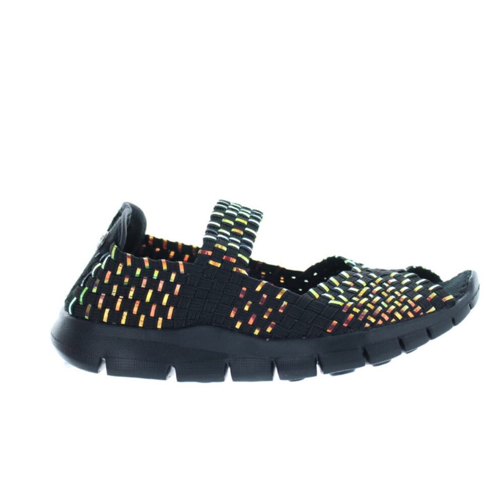 Bernie Mev Charm Mary Jane Sz 8/39 Black Plasma Woven Peep Toe Iridescent NWOB